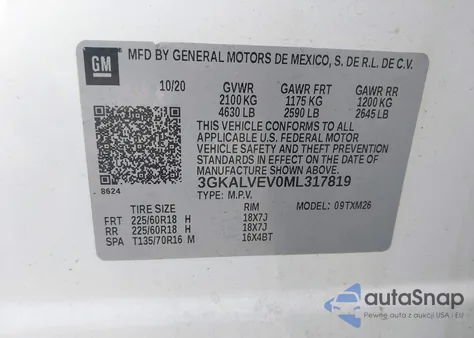 2021 GMC Terrain Awd Slt z USA, uszkodzony, nr VIN 3GKALVEV0ML317819